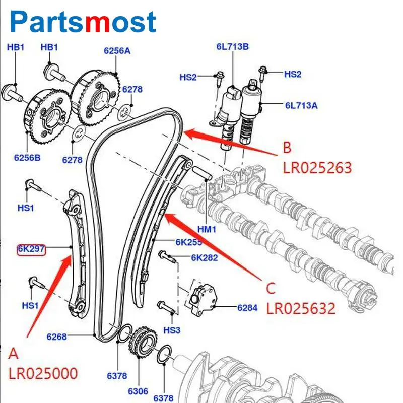 Günstige Timing Kette Guide arm Kurbelwelle Kettenrad Spanner für Land Rover LR2 Evoque RRS Jaguar 2.0L 16V LR025000 263 632 264 LR095137
