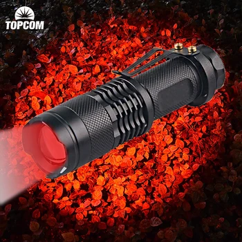 

Topcom Powerful 3W Adjustable Red Light Zoom Q5 LED Red Flashight Torch 3-Mode Pocket Lantern With Clip For Hunting Astronomy