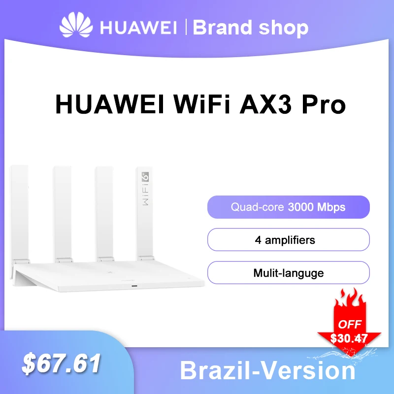 Brazil Version HUAWEI WiFi AX3 Pro Four Amplifiers 3000 Mbps AX3 Quad Core WiFi 6+ Wireless Router WiFi 5 GHz Repeater Dual-Band