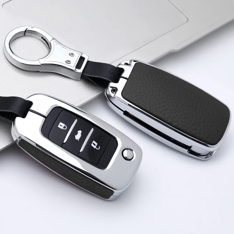 

Zinc Alloy Leather Car Key Case Cover For Changan Eado CS35 CS75 Oushang A600 A800 Raeton CS15 V3 V5 V7 Car Accessories Keychain