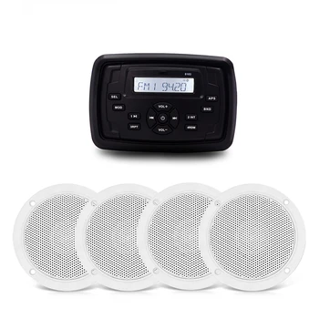 

Waterproof Marine Audio Media Stereo Bluetooth Radio AM FM Receiver Car MP3 Player For ATV UTV RV Yacht +2 Pairs 4 inch Speakers