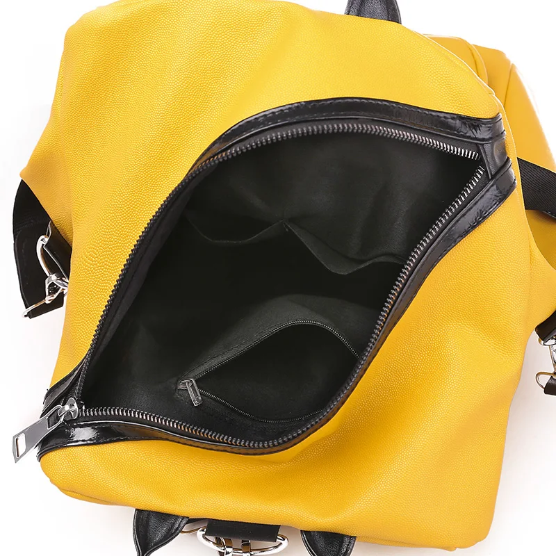 Модные многофункциональные сумки для женщин, кожаный рюкзак, сумка через плечо, складной водонепроницаемый рюкзак для путешествий, желтый, черный mochila