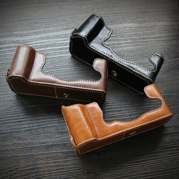 

portable PU Leather cover Camera Bag Bottom Case for Fuji fujifilm X-T4 XT4 Half Body shell Grip Base Half Case Battery Opening