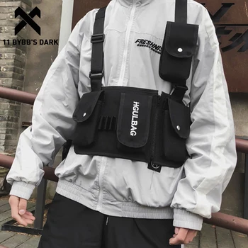 

11 BYBB'S DARK Hip Hop Chest Bags Streetwear Men Functional Adjustable Waist Packs Adjustable Tactical Chest Rig Vest Waist Bag