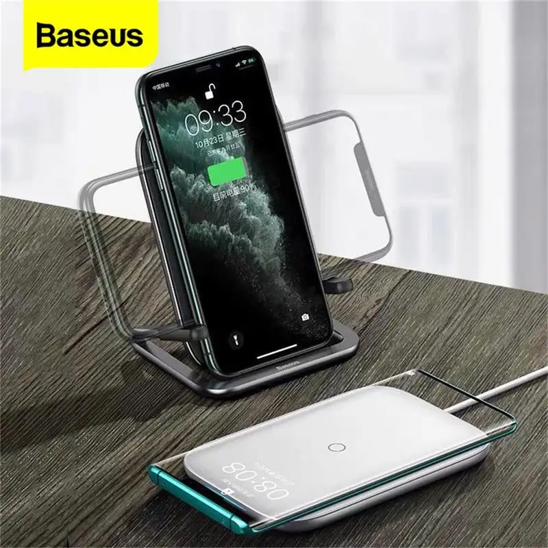 Baseus 15W Qi Wireless Charger Stand For iPhone 11 Pro X XS Fast Wireless Charging Pad For Samsung S20 S10 Phone Charger Station