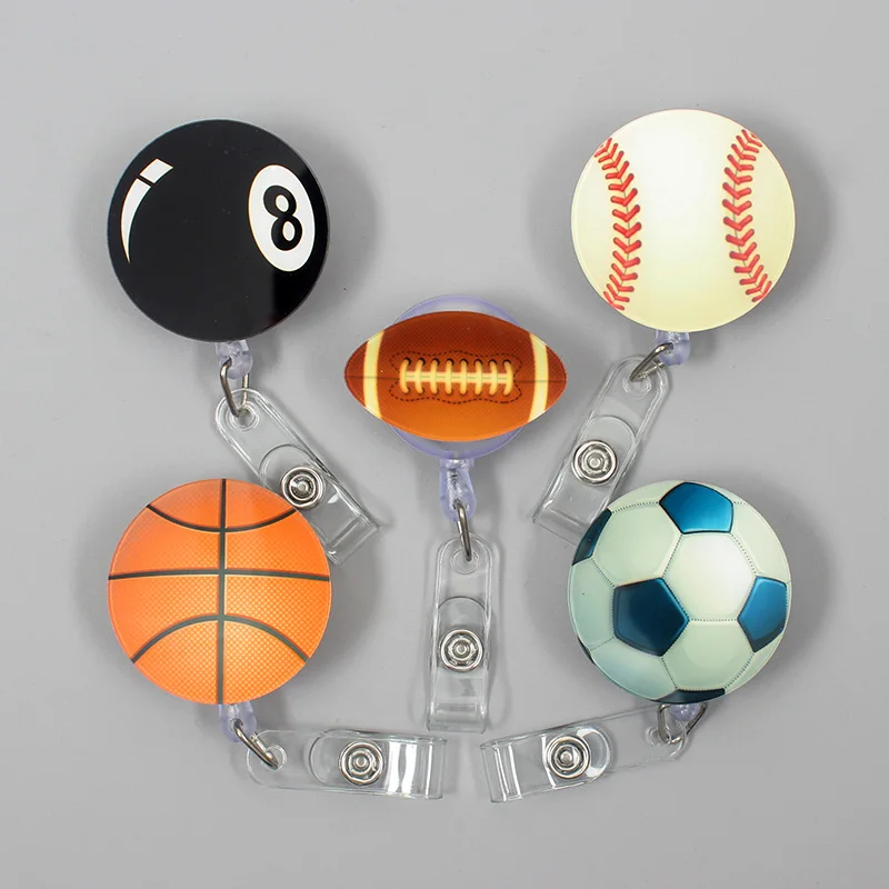 

1 Pc Creative Soccer Acrylic Retractable Badge Reel Nurse Doctor Student Exhibition ID Card Clips Badge Holder Stationery