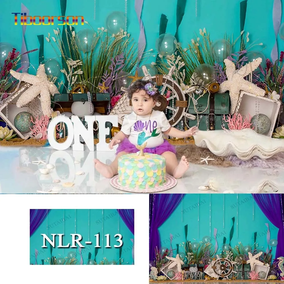 

Photography Backdrop Girls Little Mermaid Customize Party Decoration Under The Sea Birthday Theme Background for Photo