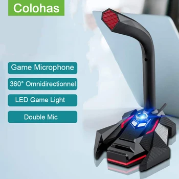 

USB Studio Gaming Wired Microphone For Laptop Notebook Computer PC Gamer Dual Mic Led Dynamic Professional PC Microphone