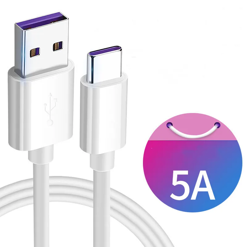 Кабель usb type C для huawei P30 P20 Pro lite Mate20 10 Pro P10 Plus lite USB 5A Supercharge Super charger Cable - Цвет: Белый