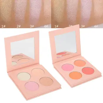 

4 Colors Petaling Face Blusher Palettes Face Highlighter Contour Powder With Mirror