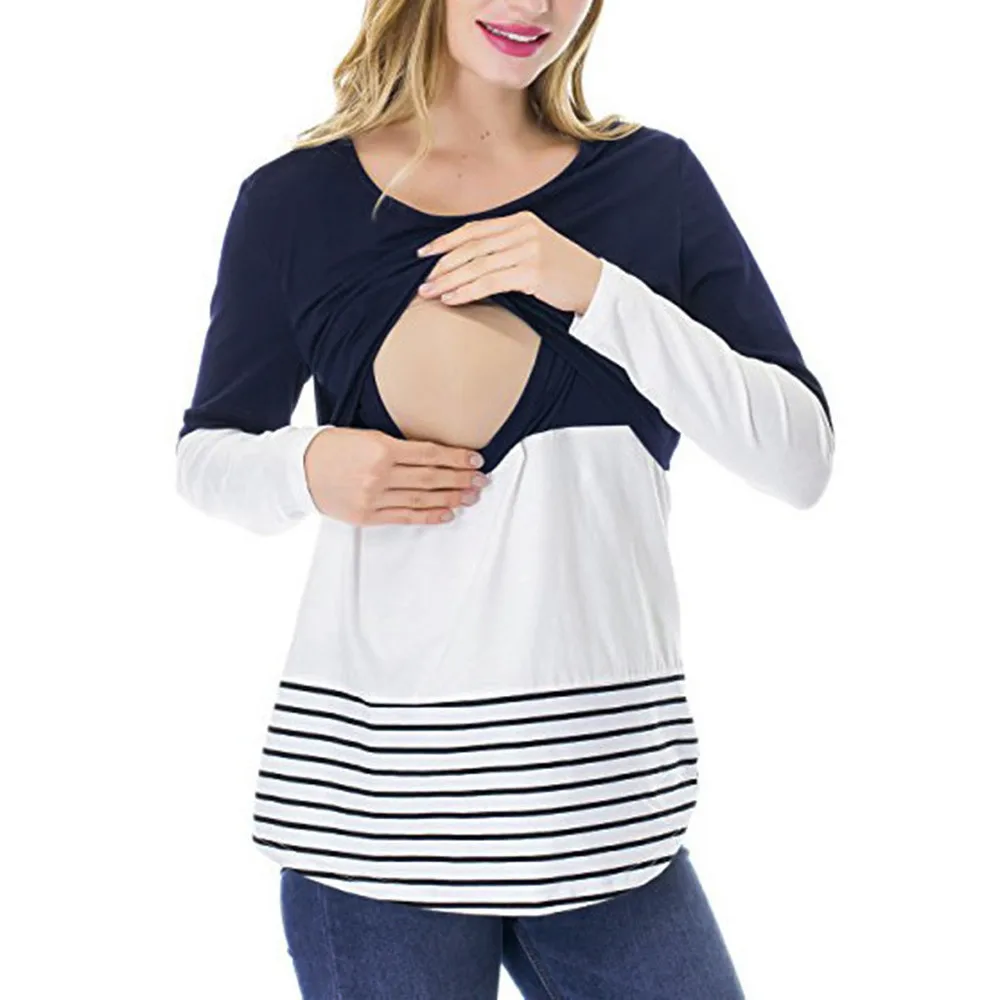 LONSANT Женская одежда для беременных с длинными рукавами; Кружевная блуза для беременных женщин; Повседневная для кормления; блузка для беременных