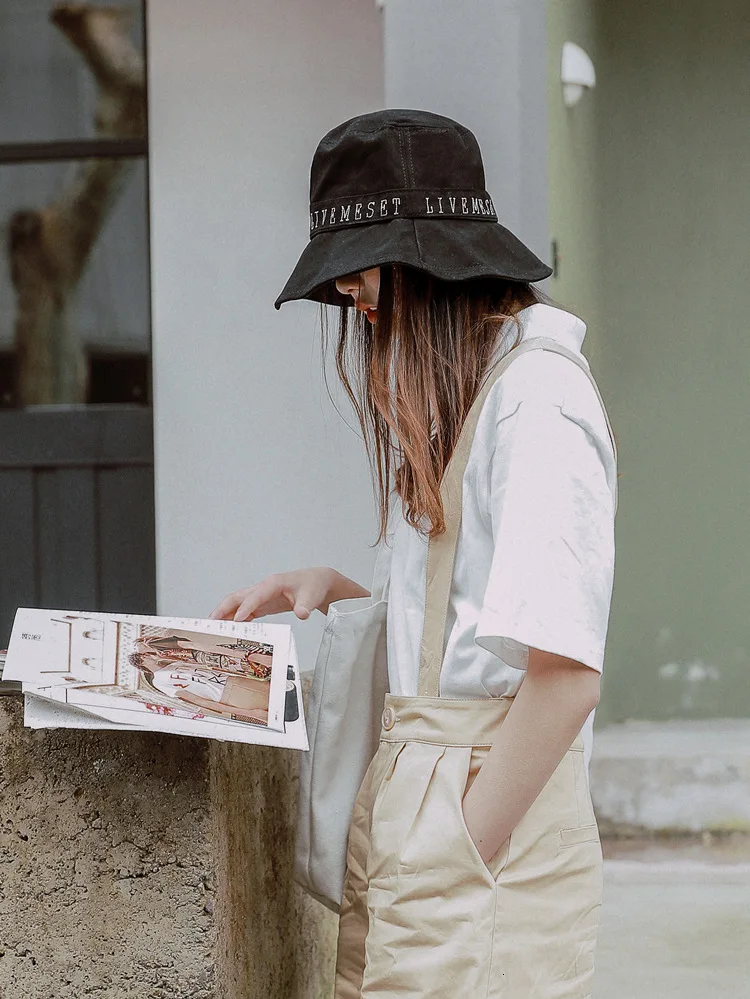 Harajuku Стильный письмо большой козырек женская панама Охота Рыбацкая шляпа солнцезащитный таз капот для женщин