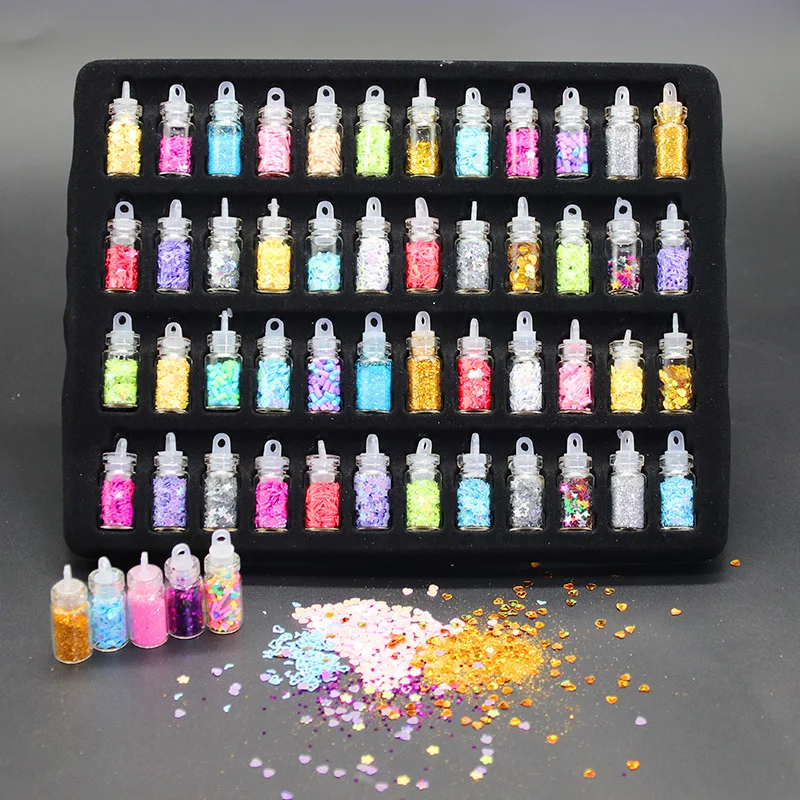 

48bottle/set Flash Sequin Powder Kit Clay Filling Nail Art Silicone Epoxy Resin Mold Jewelry Making Components Kit Craft DIY