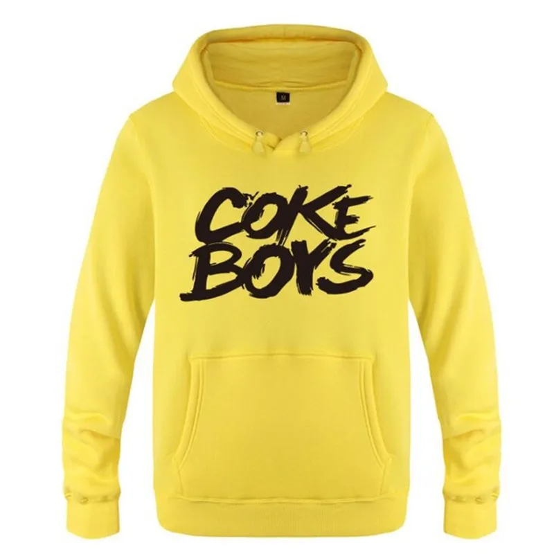 yellow hoodie 10 Мужская толстовка с капюшоном в стиле рок, хип-хоп, с надписью «Coke» для мальчиков, мужские толстовки с капюшоном, Зимние флисовые толстовки с длинными рукавами, пуловер для катания на коньках, Moleton Masculino - Цвет: yellow hoodie 10