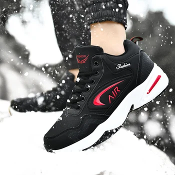 

Large Size 45 46 47 48 Winter Keeping Warm Casual Shoes Men Spring Black Cotton Sneakers PU Leather Male Outdoor Footwear Autumn