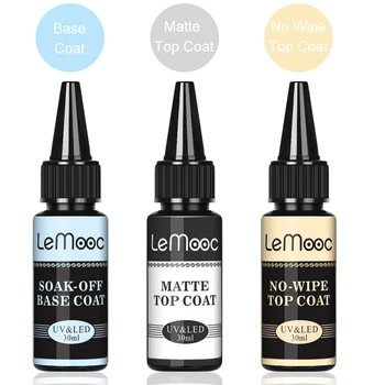 

1 Bottle Lemooc 8/30/200ml Soak Off UV LED No Wipe Base Coat Top Coat Matte Coat Nail Art Gel Polish Varnish varnish
