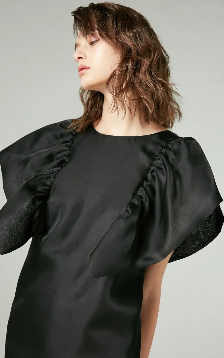 Vero Moda CoutureMade женские шелк тутового шелкопряда с оборками рукава круглый вырез вечерние платья | 31846Z502