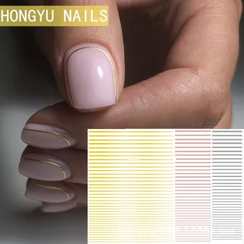 

Manicure Lines Adhesive Paper Fluorescent Metal Wire Flexible Chain Gold and Silver Thread Nail Decals Gum DIY Jewelry
