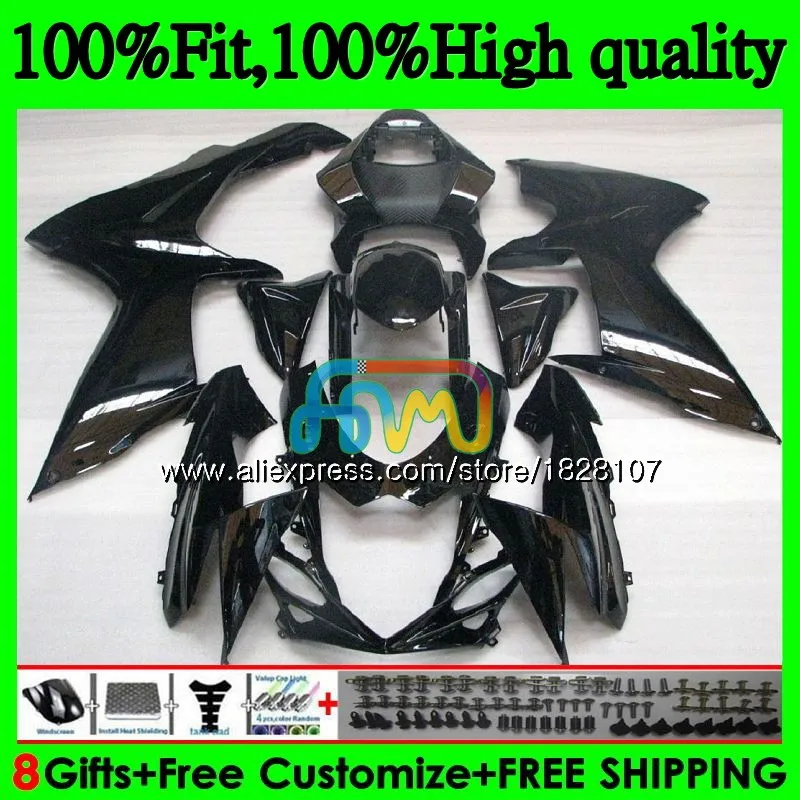 Инъекции для SUZUKI GSXR 600 750 GSXR750, 11, 12, 13, 14, глянцевый черный 15 39BS. 10 K11 GSXR600 2011 2012 2013 обтекатель