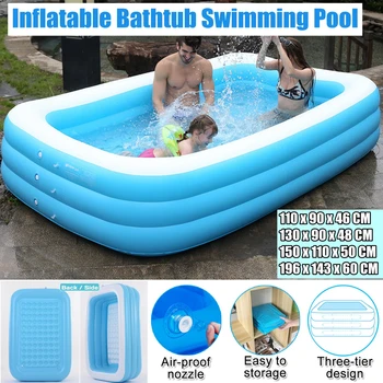 

Large Inflatable Swimming Pool Children Adults Bathing Tub Baby Home Use Paddling Pool Inflatable Square Kids Pool 1.1m- 1.55m