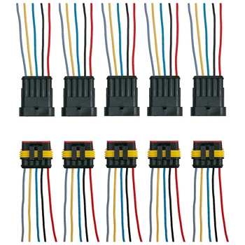 

10 Set 5-Pin Waterproof Wire Connector Plug, Automobile Wire Connector Plug, with Wire AWG Marine Equipment