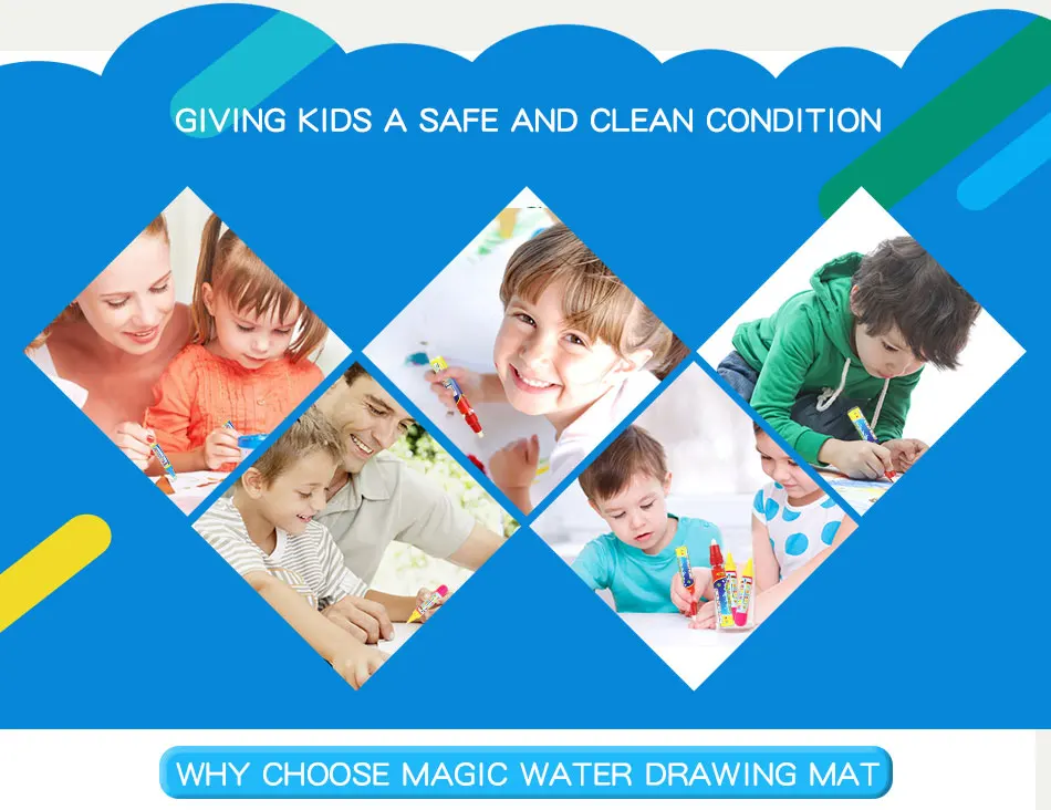 99x70 см, большой размер, водный коврик для рисования с волшебными ручками, штампы, инструкции по раскрашиванию, игрушки для детей
