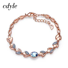Cdyle браслеты из розового золота, украшенные кристаллами Swarovski, браслеты для женщин, модные ювелирные изделия, элегантные браслеты с подвесками