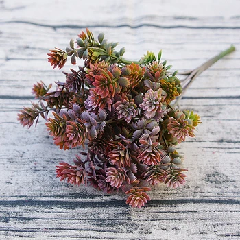 

1PC Artificial Plants Plastic Succulent Plants Artificial Fall Leaves DIY Wedding Decoration Plant Fake Flower Wreath Home Decor