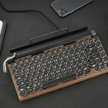 Teclado mecânico sem fio bluetooth teclados ponto retro máquina de escrever teclado do computador 83 teclas teclados de jogos para computador portátil
