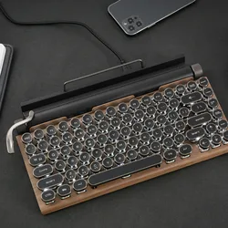 Clavier mécanique sans fil Bluetooth, rétro, 83 touches, machine à écrire, pour ordinateur PC et portable 