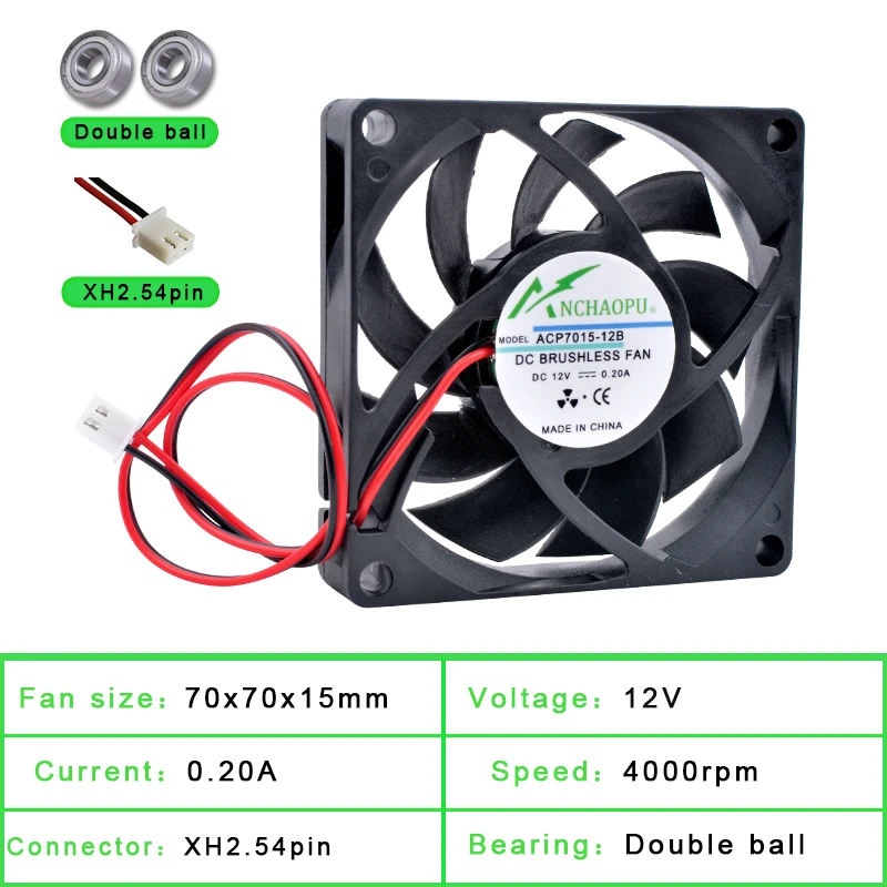 ACP7015 7cm 70mm 70x70x15mm DC5V 12V 24V 2pin Cooling Fan for Chassis Power Supply Router Inverter cooling fan