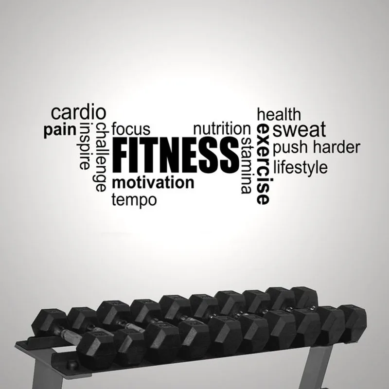 

Fitness Word Motivational Wall sticker Contemporary Vinyl Decal Home Gym Decoration Wall Poster Bedroom Inspire Quote Mural A189