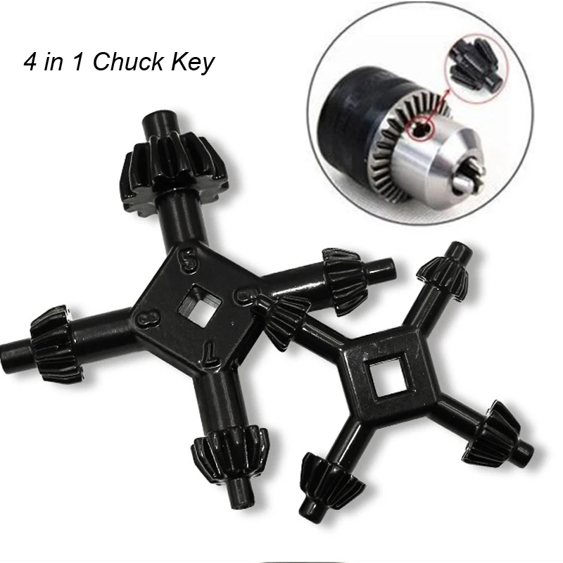 

1Pcs 4 In 1 Multi-function Universal Chuck Key Drill Drilling Holder Spanner Ratchet Socket Ring Combination Grip Star Wrench
