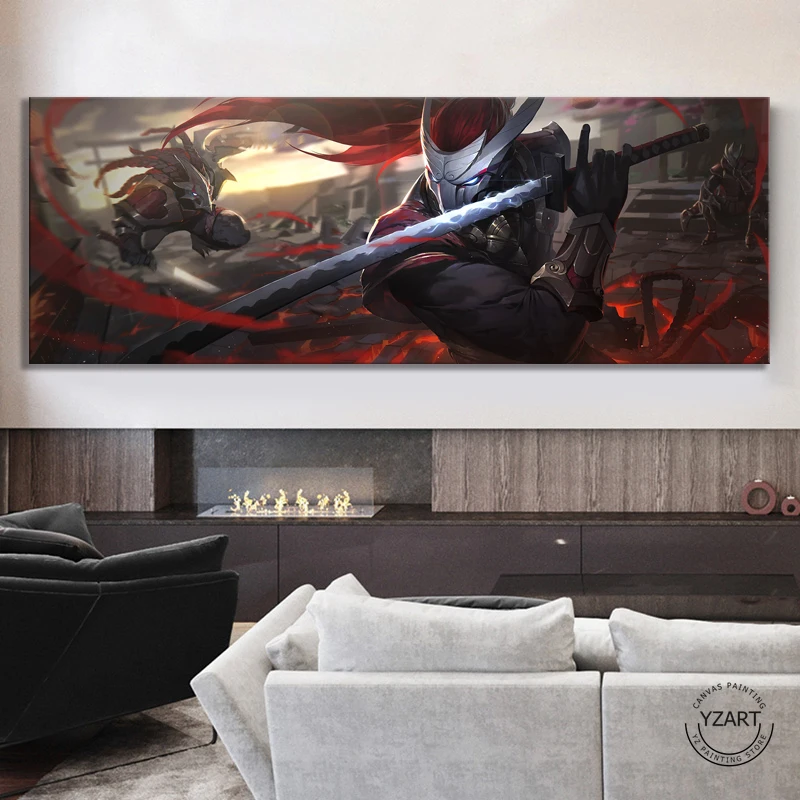 

Large Size The Unforgiven Yasuo League of Legends Game Poster Wall Decor Painting LOL Games Art Canvas Painting Wall Art