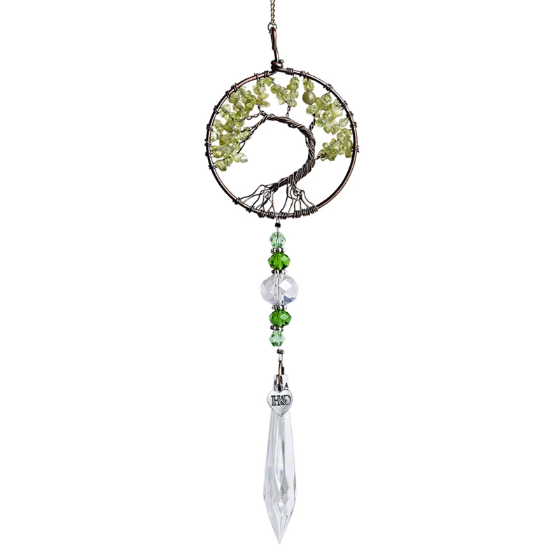 H&D Crystal Sun Catcher Tree of Life Window Ornament 60mm Crystal Icicle  Prism Feng Shui Healing Crystal Suncatcher Wiccan Decor