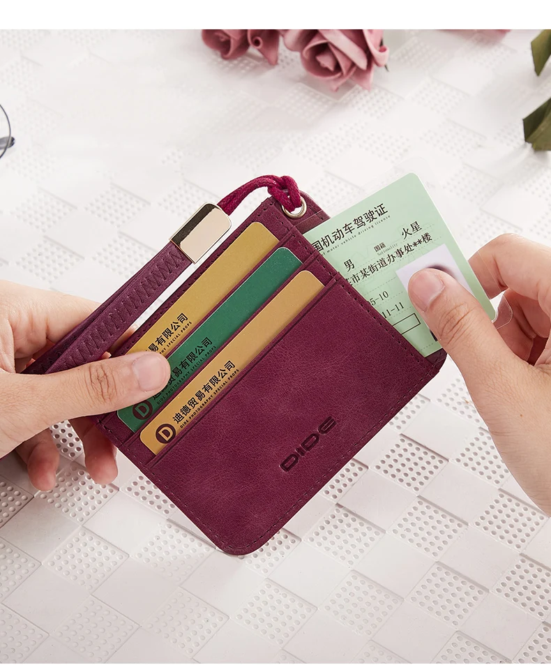 DIDE Дамский Тонкий мини-кошелек женский кошелек из натуральной кожи женский маленький кошелек для карт ID держатели Кредитная молния