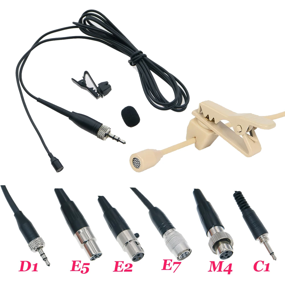 미니어처 클립 라펠 라발리에 마이크, 오디오 테크니카 무선 송신기 잠금 장치, 슈어 4 핀 AKG 3 핀 젠하이저 3.5mm
