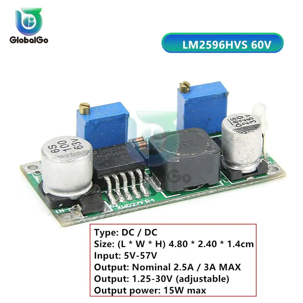 Регулируемый 4,5-40 в двойной USB зарядное устройство понижающий преобразователь LM2596 LM2596S Step понижающий блок питания Регулятор модуль доска вольтметр - Цвет: LM2596HVS 60V