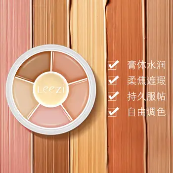 

LEEZI makeup contouring palette 6 colors full coverage concealer natural moisture face cream long lasting base foundation LZ023