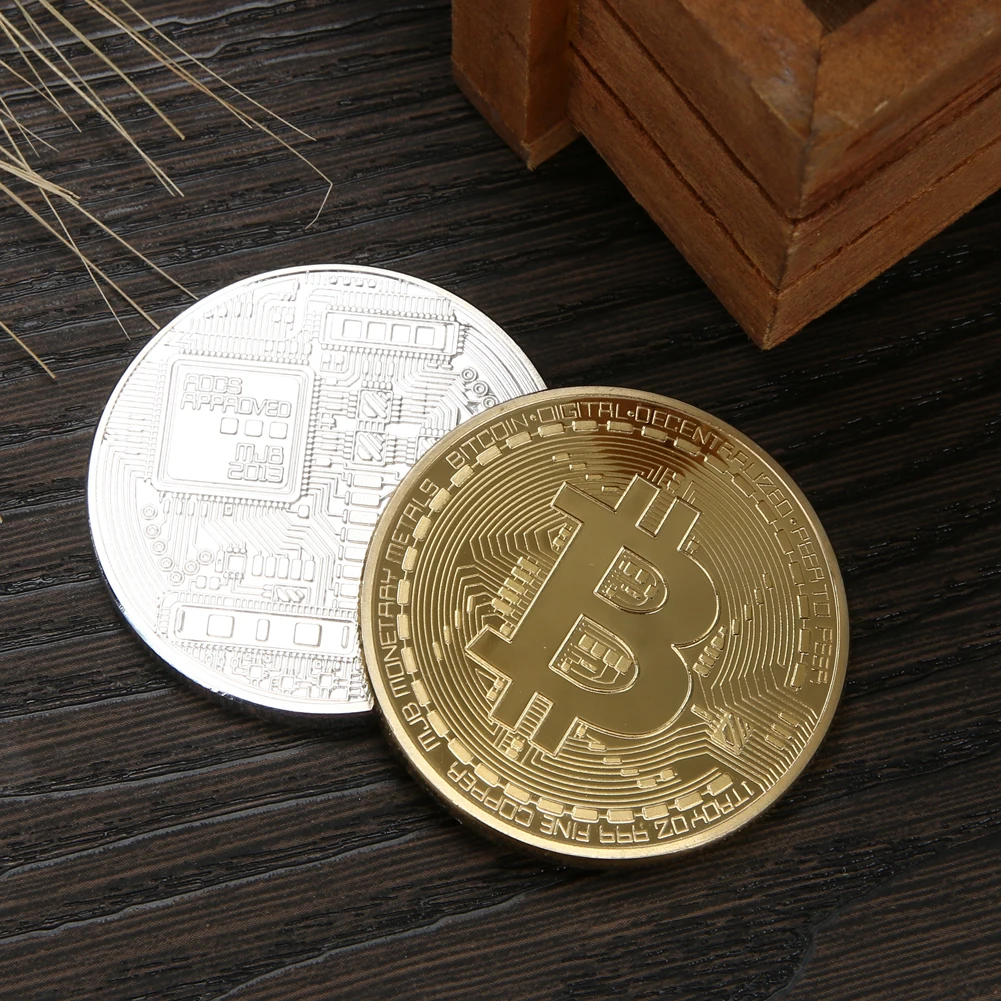 1pc 38mm Collection Coin Bitcoin Gold Plated Bronze Physical Bitcoins Casascius Bit Coin BTC New Year Gift Non-currency Coins-2
