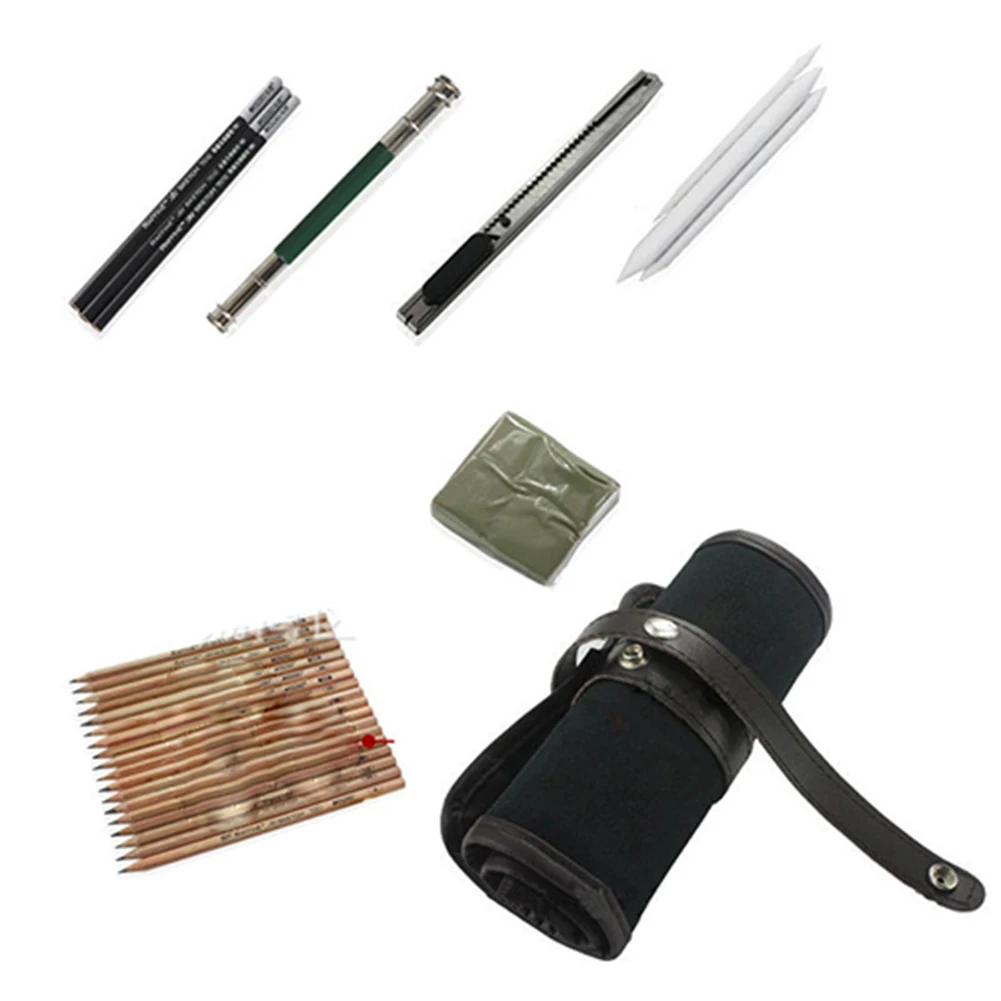 Profissional e Desenho de Lápis de Papelaria Extensor de Carvão Esboço Lápis Conjunto Borracha Cortador Desenho Terno Arte 29 Pçs - Set 10 de lápis de papelaria lápis conjunto extensor