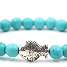 8 мм xg34 мяч эластичная нить отрегулировать природа черный molar teeth Бусы из лавового камня металлический браслет с рыбой Рейки Чакра Модные украшения