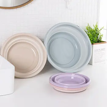 

Blue Purple Beige Foldable Basin Tourism Outdoor Plastic 1PC Portable Folding Bucket Pink