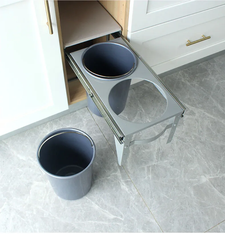 Встроенная кухонная корзина для отходов двух барабанный скрыть Стиль отходов мусора мусорный бак для шкаф в ванную комнату 4,6 кг Большой рисовать кухонный мусор мусорная корзина