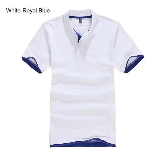 white Royal blue Размера плюс XS-3XL, брендовая Новая мужская рубашка поло, высокое качество, мужская хлопковая рубашка с коротким рукавом, трикотажные летние мужские рубашки поло - Цвет: white Royal blue