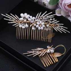 Bridal Tiara Wedding Hair Comb Golden Bridal Comb Wedding Hair Accessories Pearls Bridal Hair Comb Bridal Hair Clips for Girls