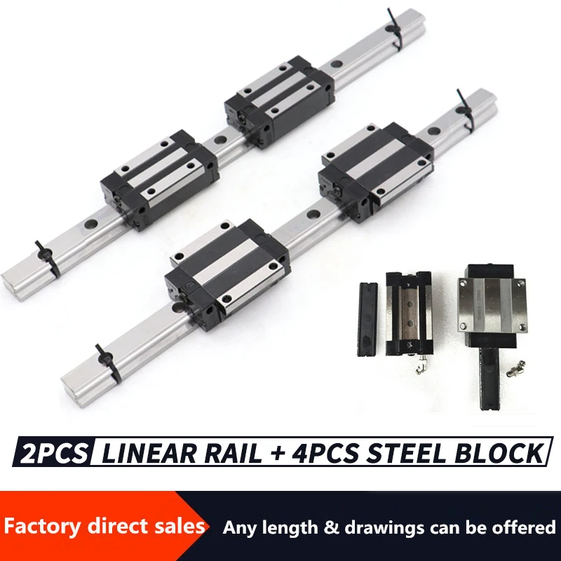 

1PC Linear Rail Guide HGR25 +1PC /2PCS HGH25CA/ HGW25CC/Linear Narrow /Flange carriges Steel Sliding Block cnc parts