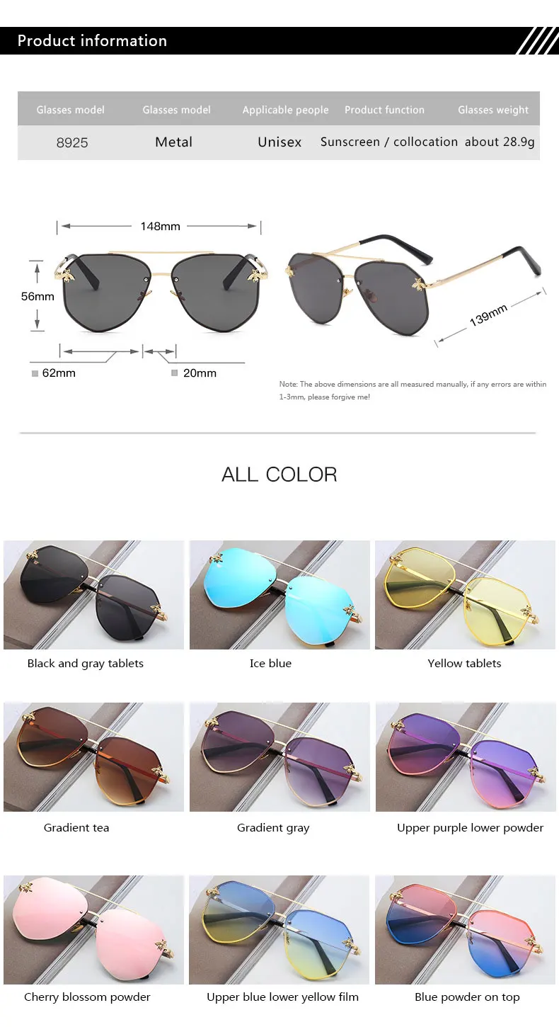 2020 New European and American Sunglasses Female Korean Version of the Tide Square Frame UV400 Protection ins Glasses