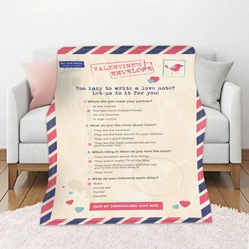 

Fleece Blanket Message Letter 3D Printed Flannel Blanket Quilts for Home Bed Sofa Air Conditioning Room J99Store
