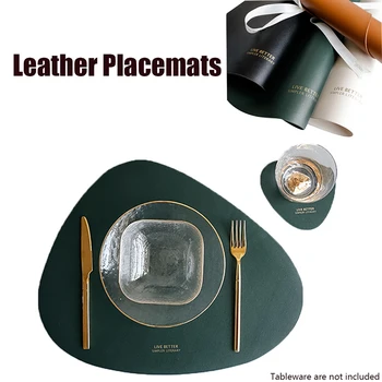 

Tableware Pad Placemat PU Leather Table Mat Bowl Coaste Kitchen Heat Insulation Tableware Pad Heat Insulation Non-Slip Placemat